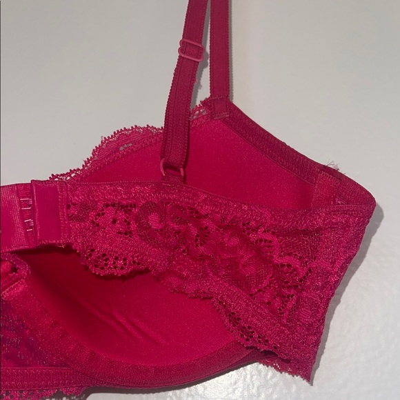 34C bra Gilligan and OMalley bra magenta pink lace padded push up underwire bra - Picture 12 of 13